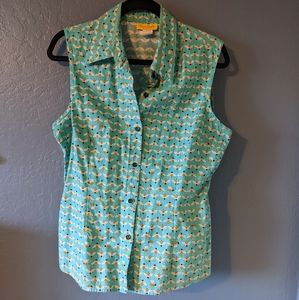 Bernie Dexter Cotton Bee Print Blouse sz 1X